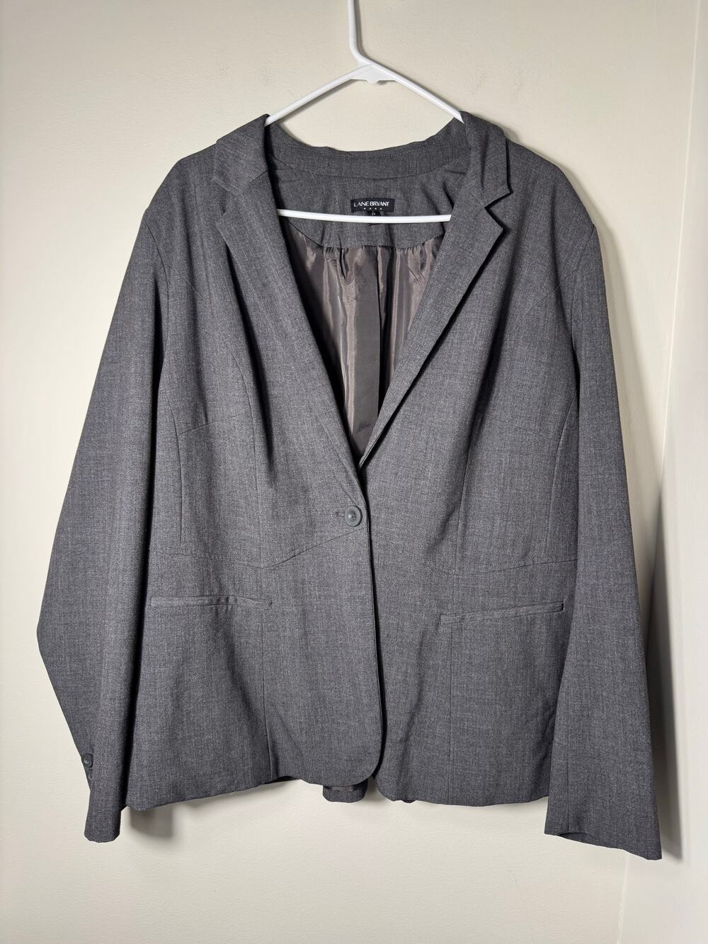 Lane Bryant Perfect Drape One-Button Blazer Grey Size 22